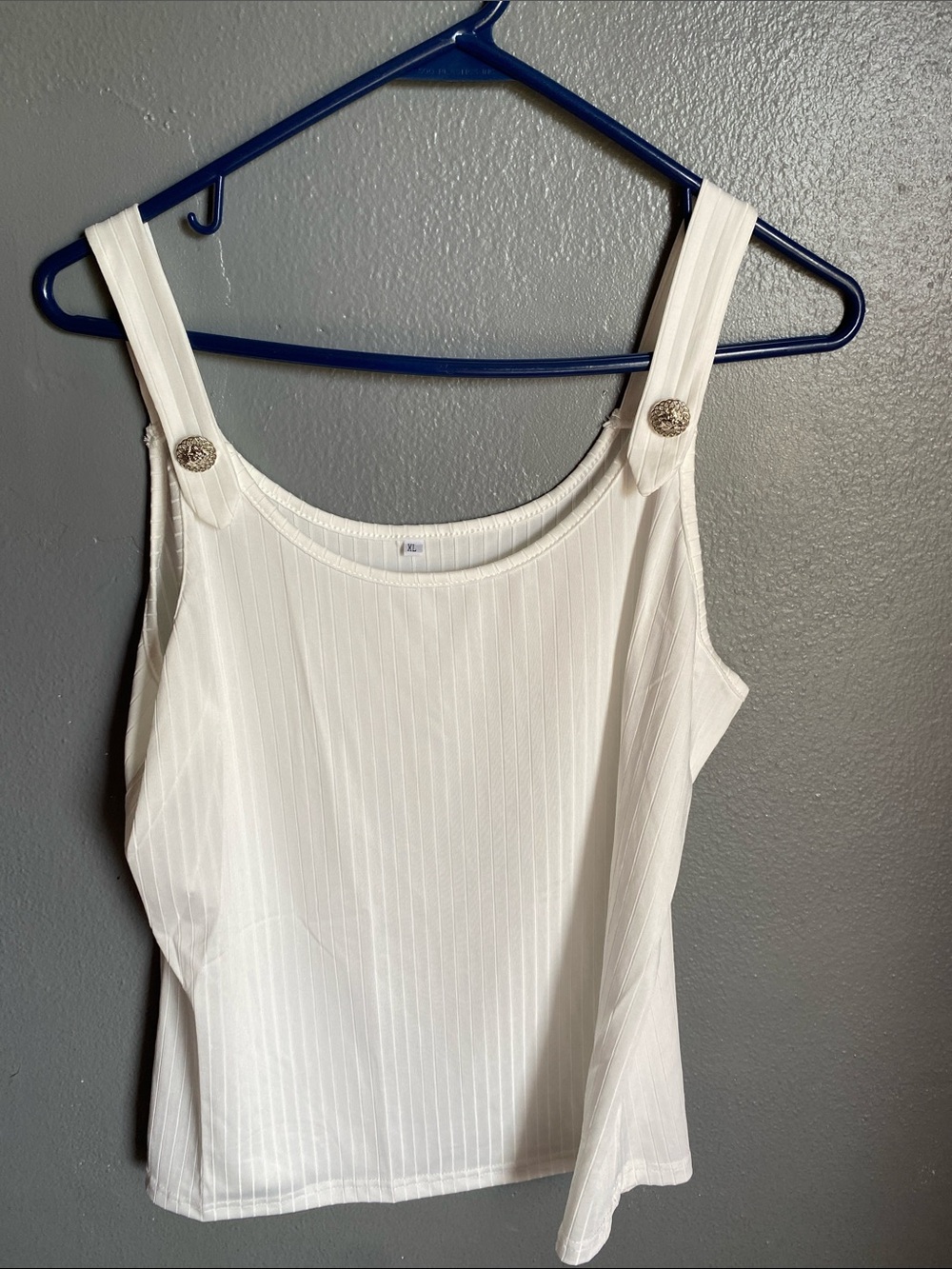 Women's White Button-Strap Tank Top